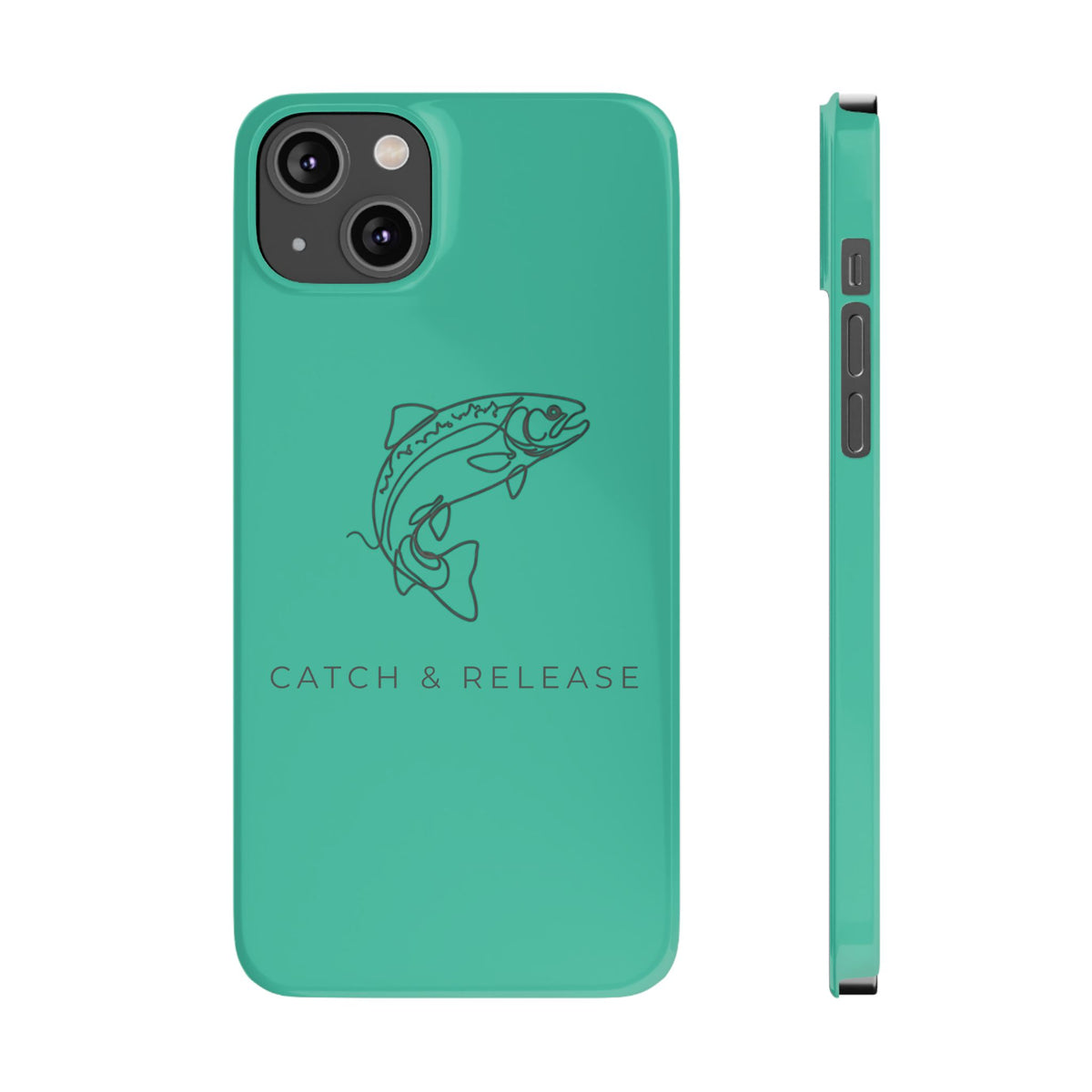 Catch & Release Slim Phone Case — Minimalist Fishing Trout Design
