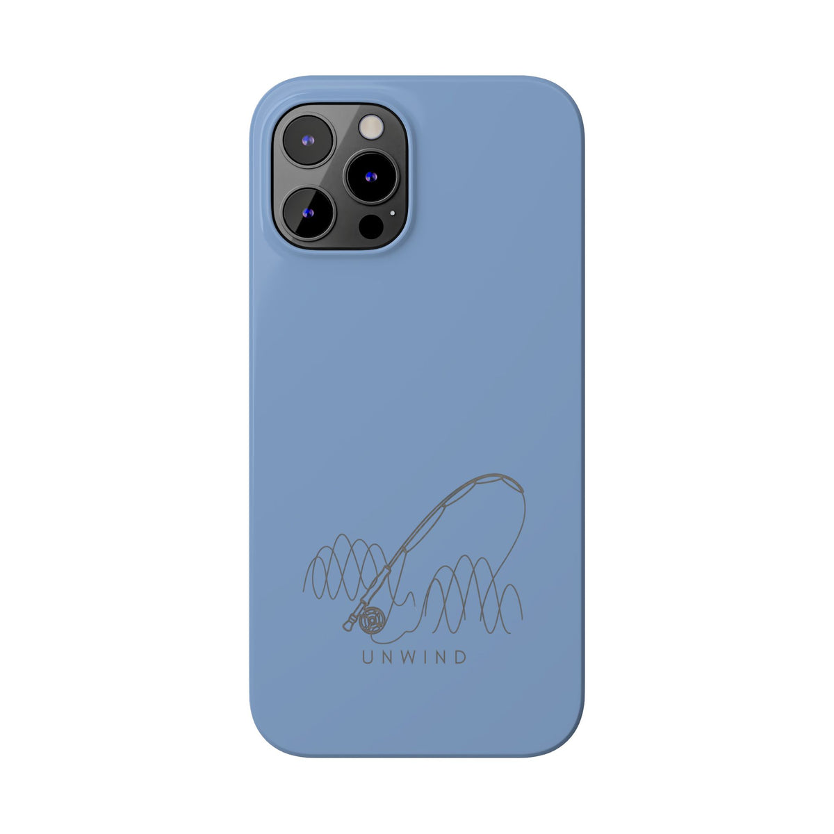 Unwind Fishing Slim Phone Case — Minimal Rod & "UNWIND" Design