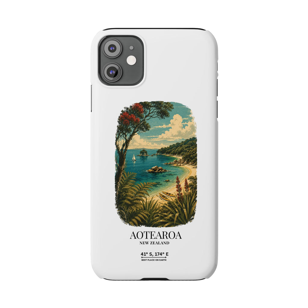 Aotearoa Vintage Landscape Slim Phone Case — New Zealand Able Tasman Design