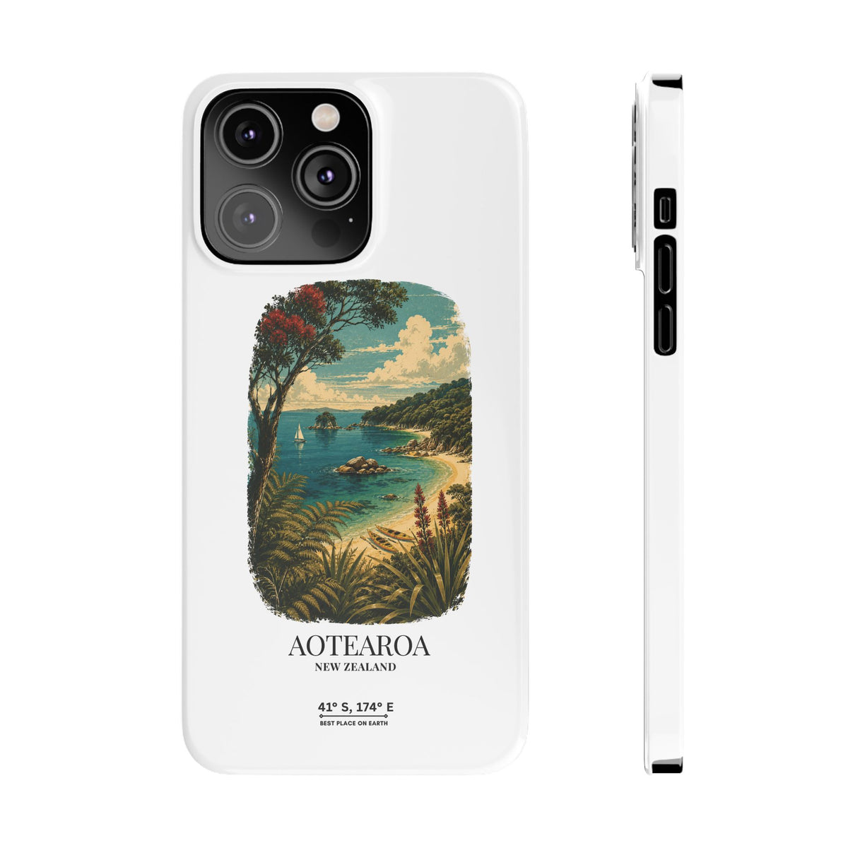Aotearoa Vintage Landscape Slim Phone Case — New Zealand Able Tasman Design