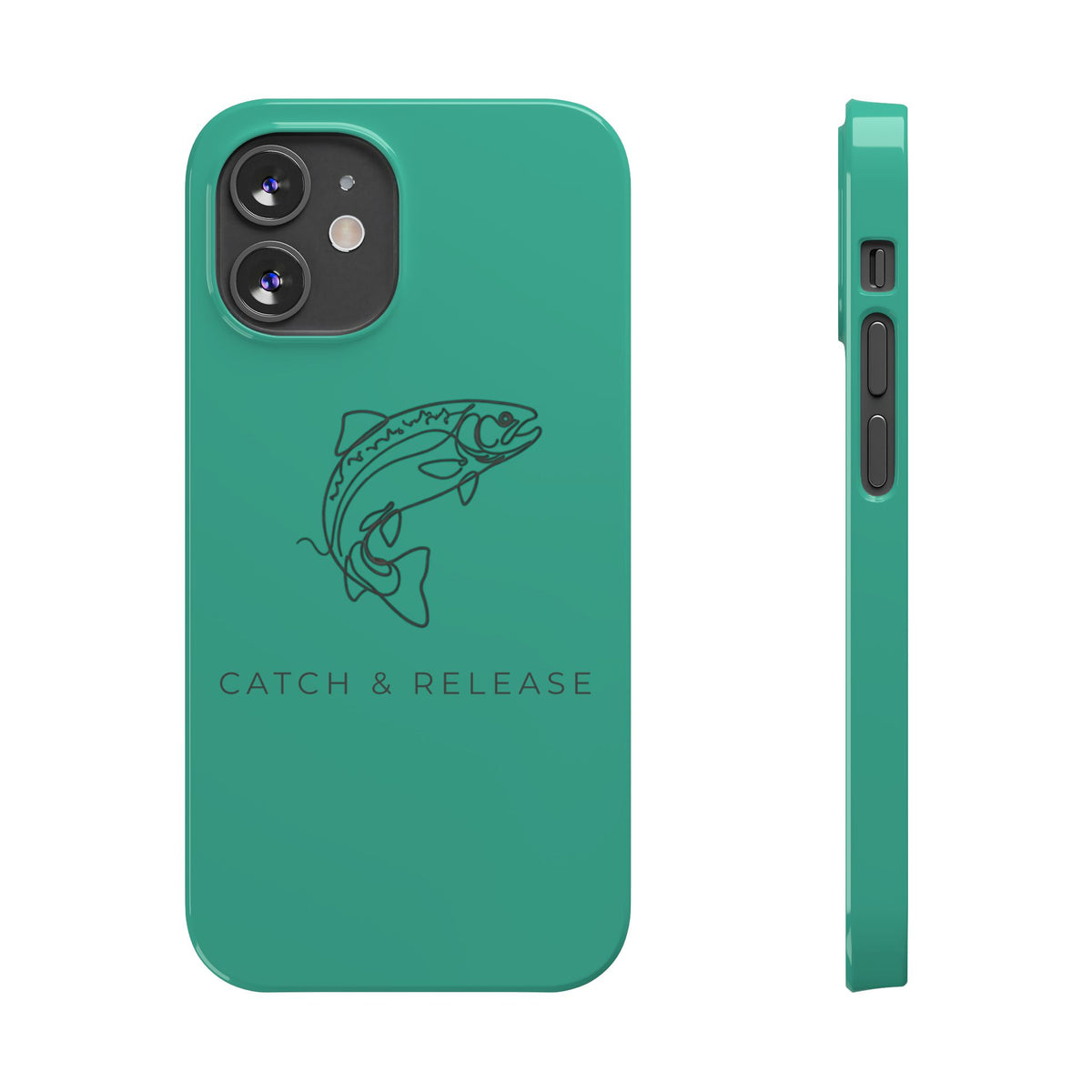 Catch & Release Slim Phone Case — Minimalist Fishing Trout Design