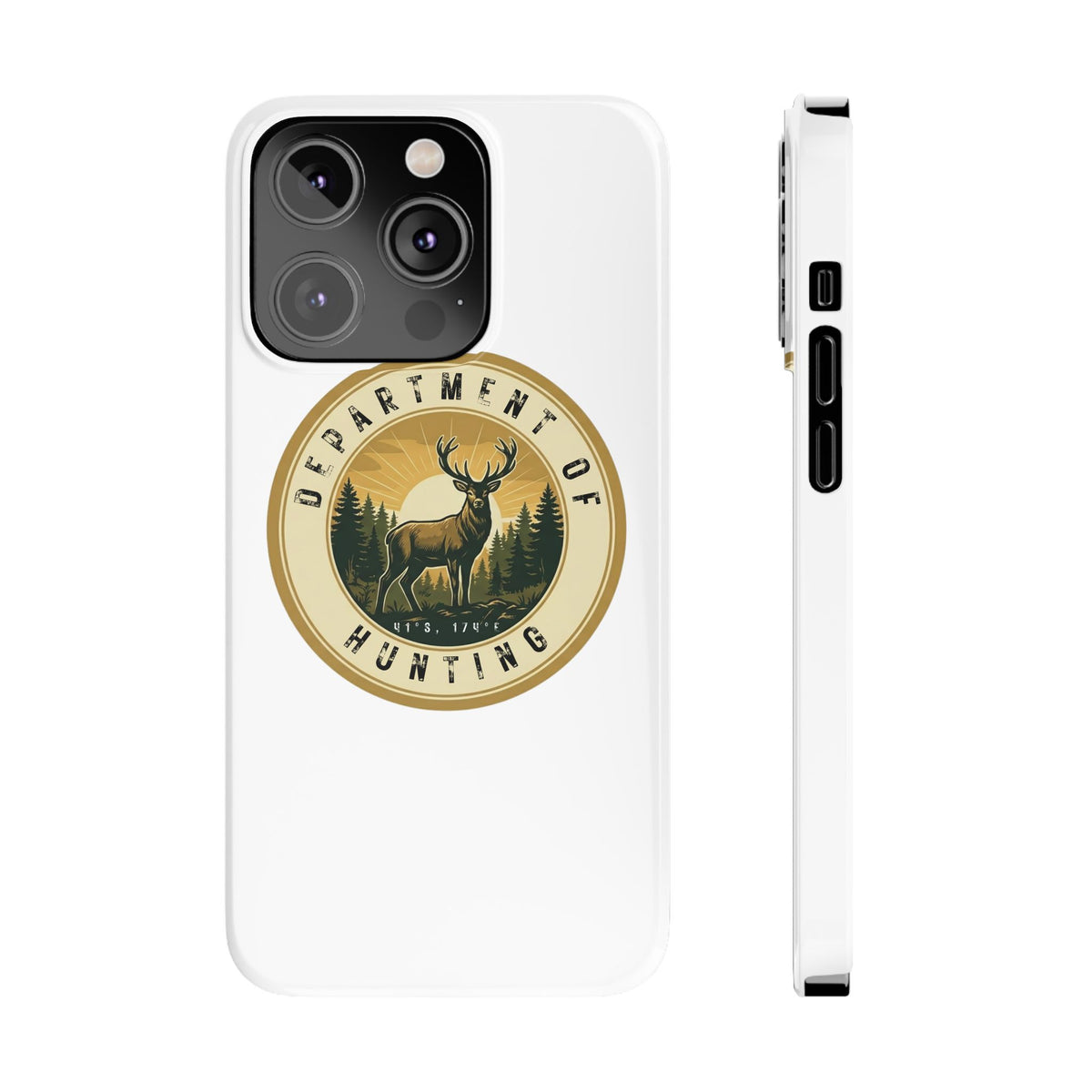 'Department of Hunting' Vintage Deer Logo - Slim Phone Case