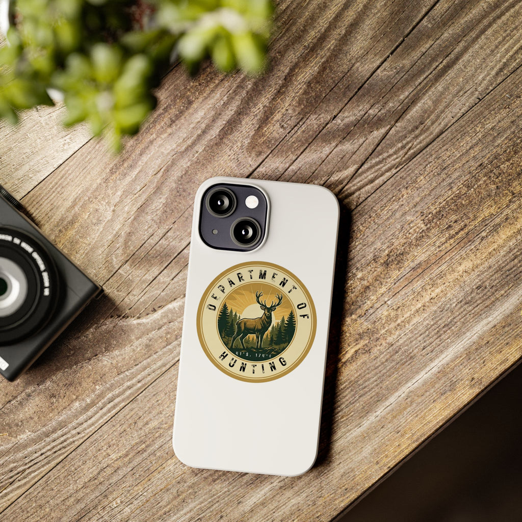 'Department of Hunting' Vintage Deer Logo - Slim Phone Case