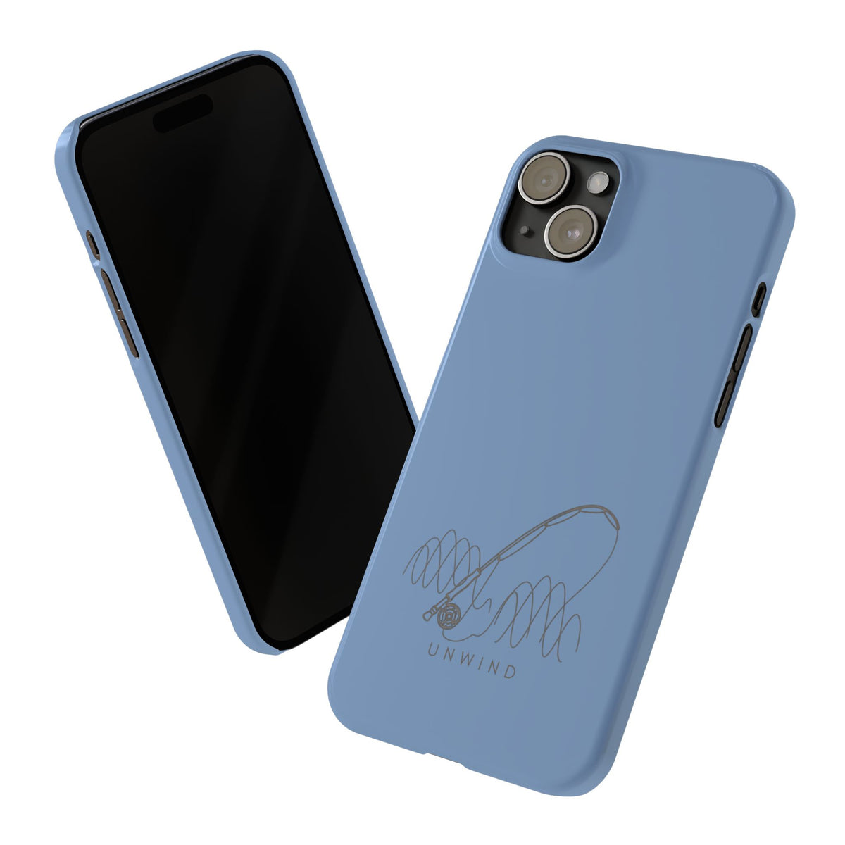 Unwind Fishing Slim Phone Case — Minimal Rod & "UNWIND" Design