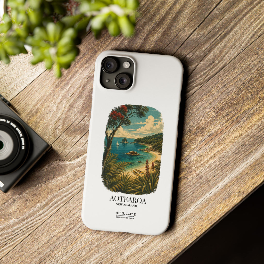 Aotearoa Vintage Landscape Slim Phone Case — New Zealand Able Tasman Design
