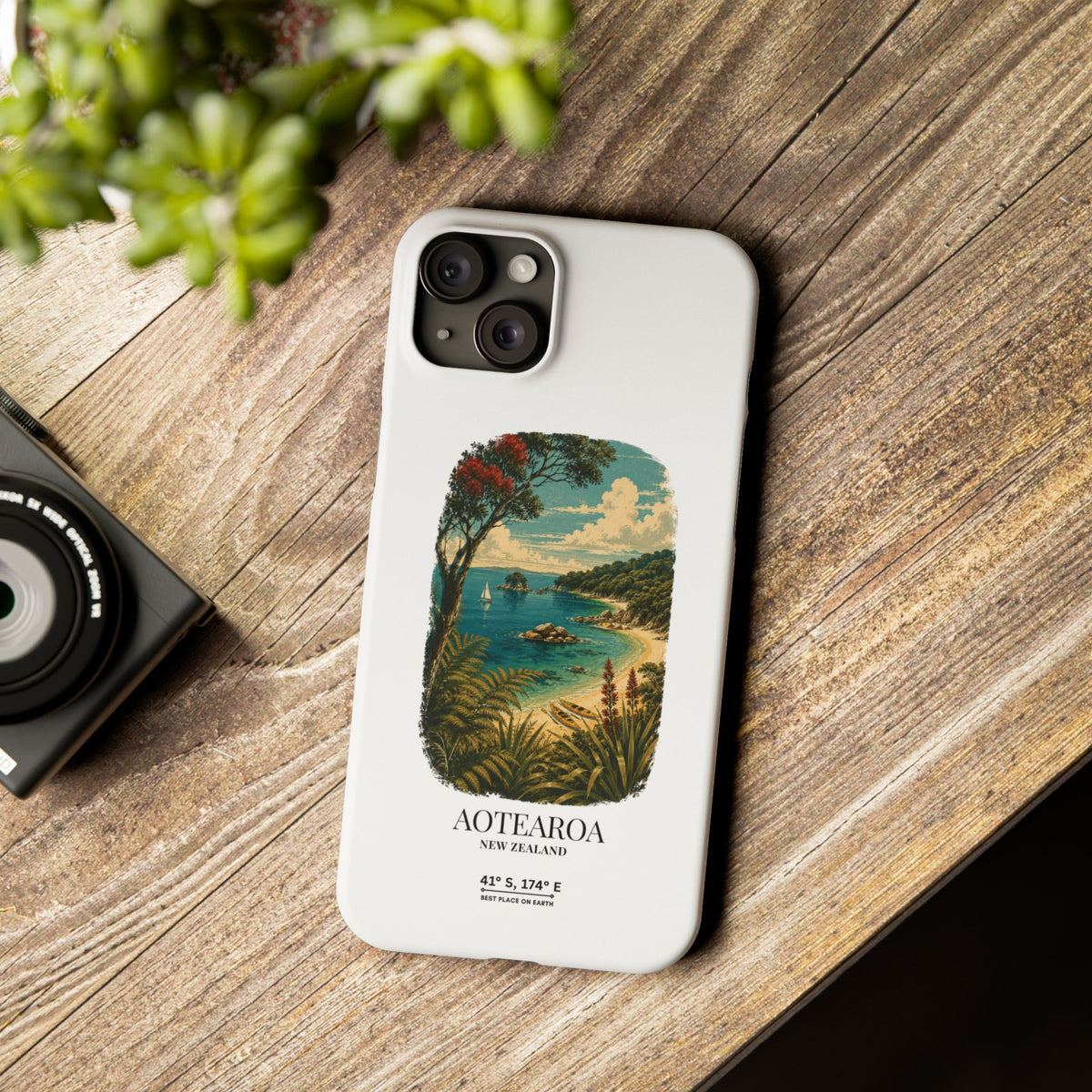 Aotearoa Vintage Landscape Slim Phone Case — New Zealand Able Tasman Design