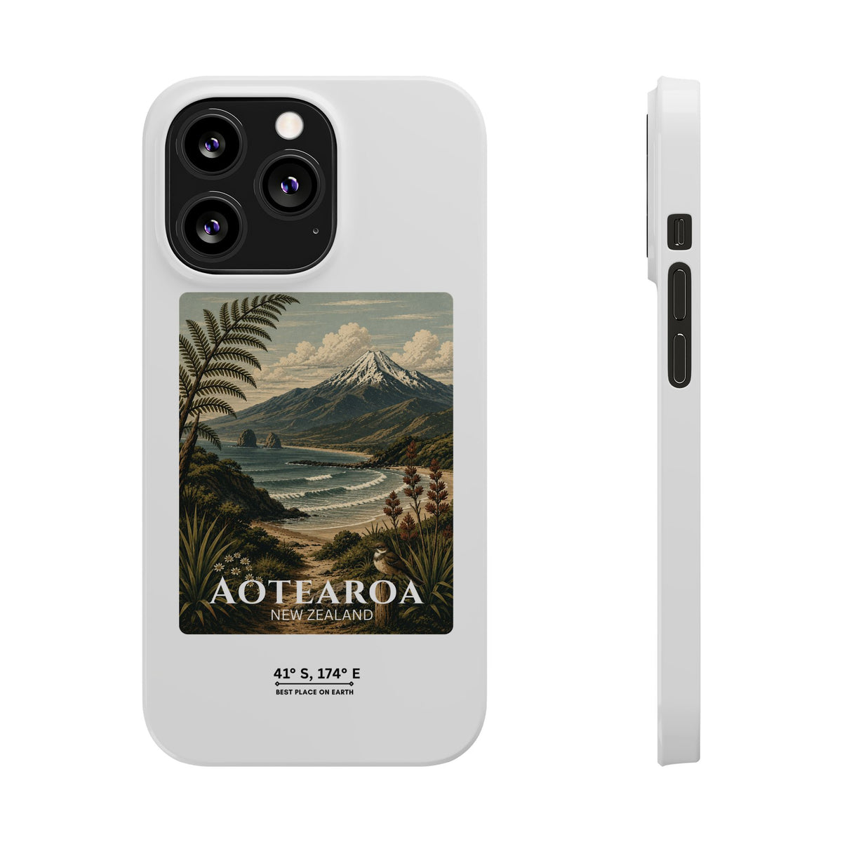 Aotearoa Vintage Landscape Slim Phone Case — New Zealand Mt Taranaki Design