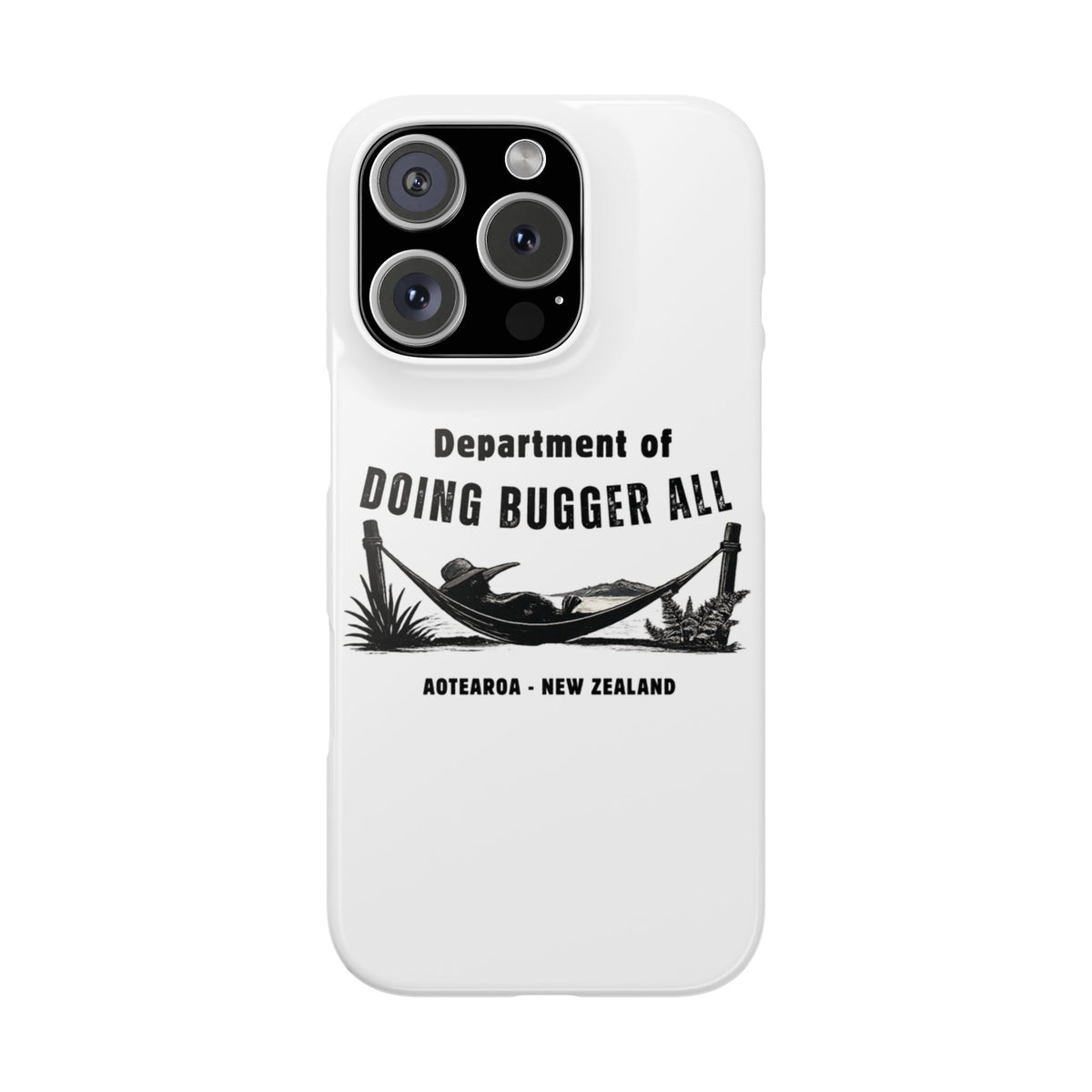 Slim Phone Case — "Department of Doing Bugger All" New Zealand Relaxation Design