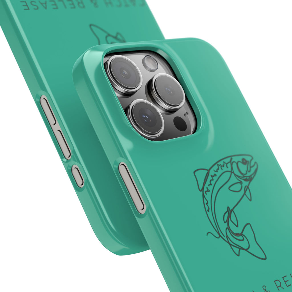 Catch & Release Slim Phone Case — Minimalist Fishing Trout Design