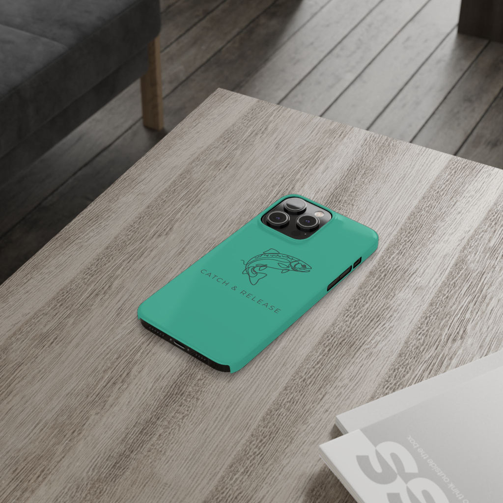 Catch & Release Slim Phone Case — Minimalist Fishing Trout Design