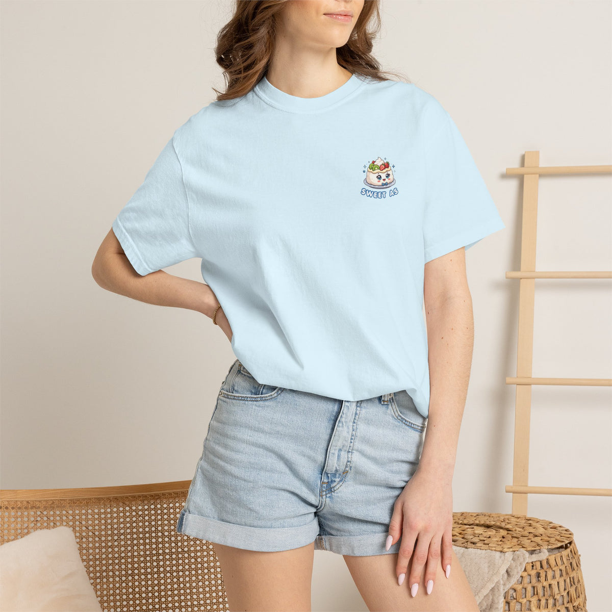 Sweet As Pavlova - Kawaii Graphic Tee - Chambray Blue