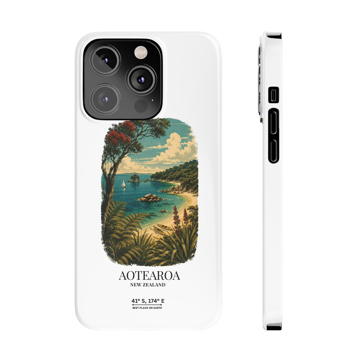 Aotearoa Vintage Landscape Slim Phone Case — New Zealand Able Tasman Design