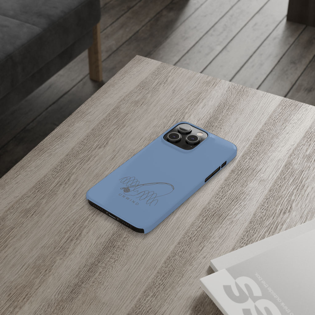 Unwind Fishing Slim Phone Case — Minimal Rod & "UNWIND" Design