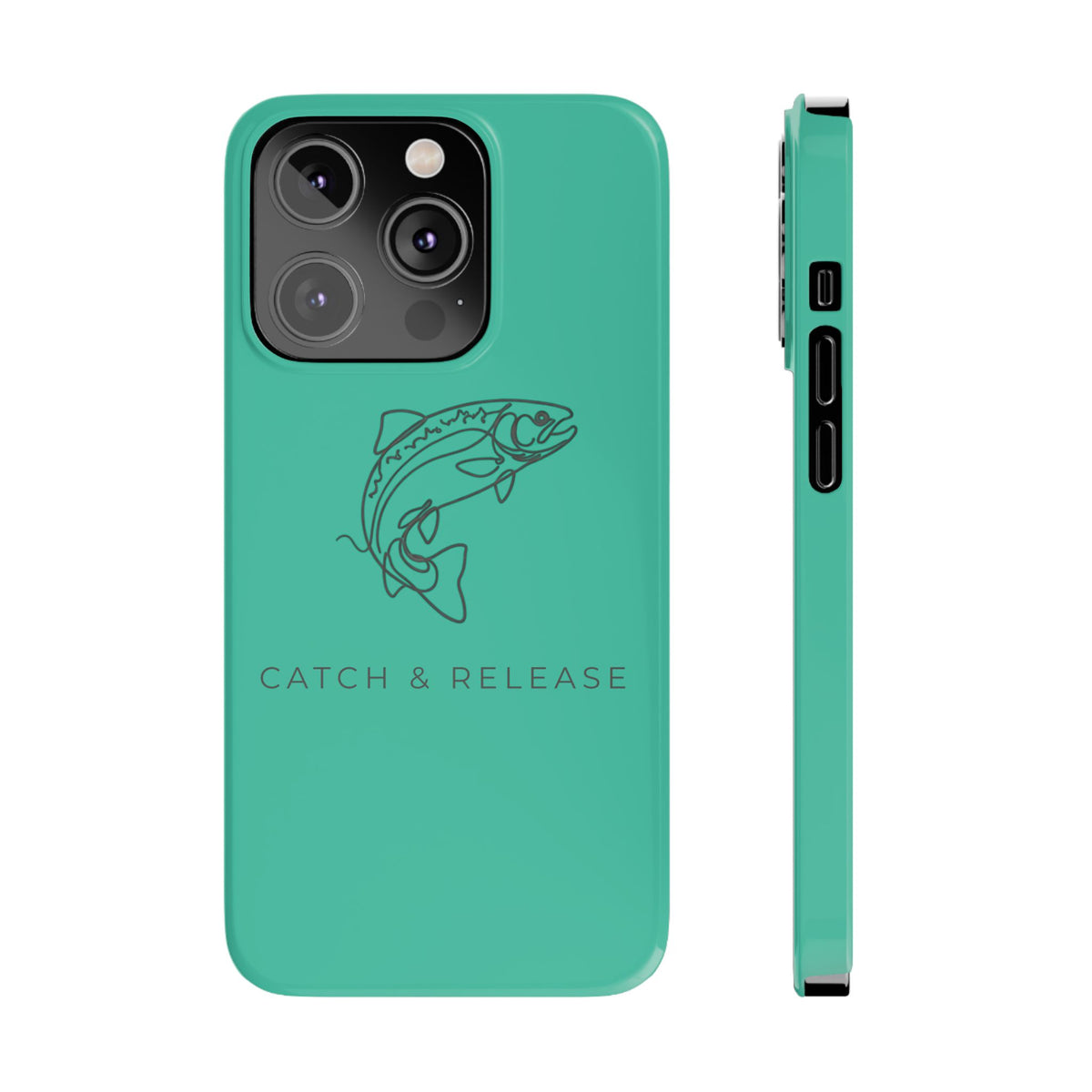 Catch & Release Slim Phone Case — Minimalist Fishing Trout Design
