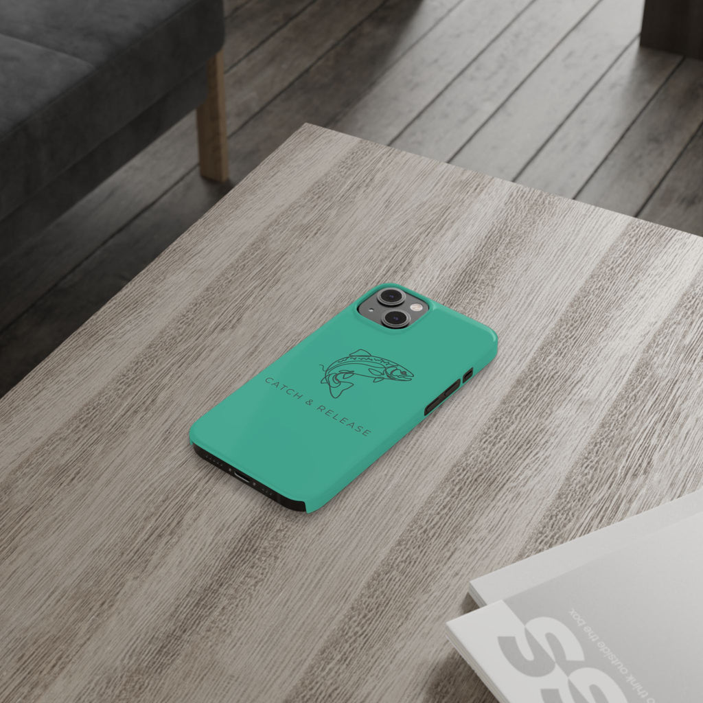 Catch & Release Slim Phone Case — Minimalist Fishing Trout Design