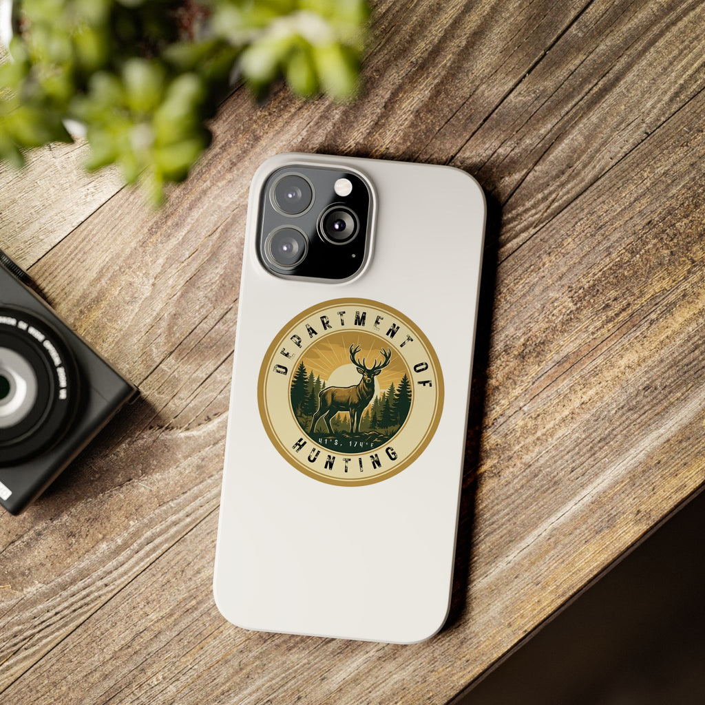 'Department of Hunting' Vintage Deer Logo - Slim Phone Case