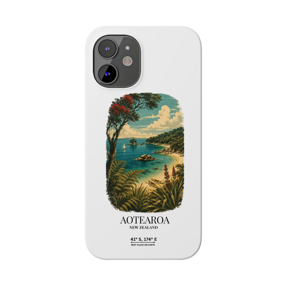 Aotearoa Vintage Landscape Slim Phone Case — New Zealand Able Tasman Design