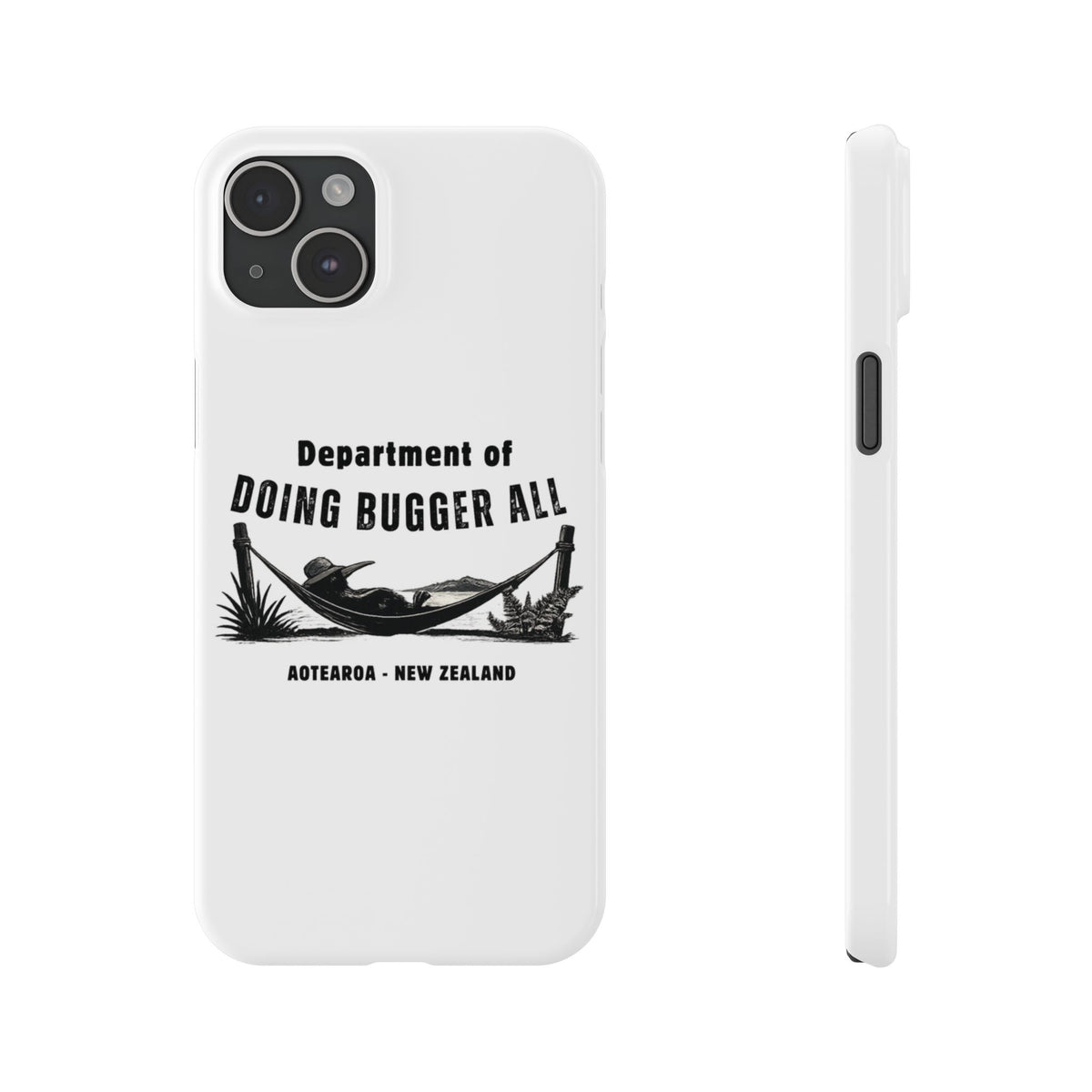 Slim Phone Case — "Department of Doing Bugger All" New Zealand Relaxation Design
