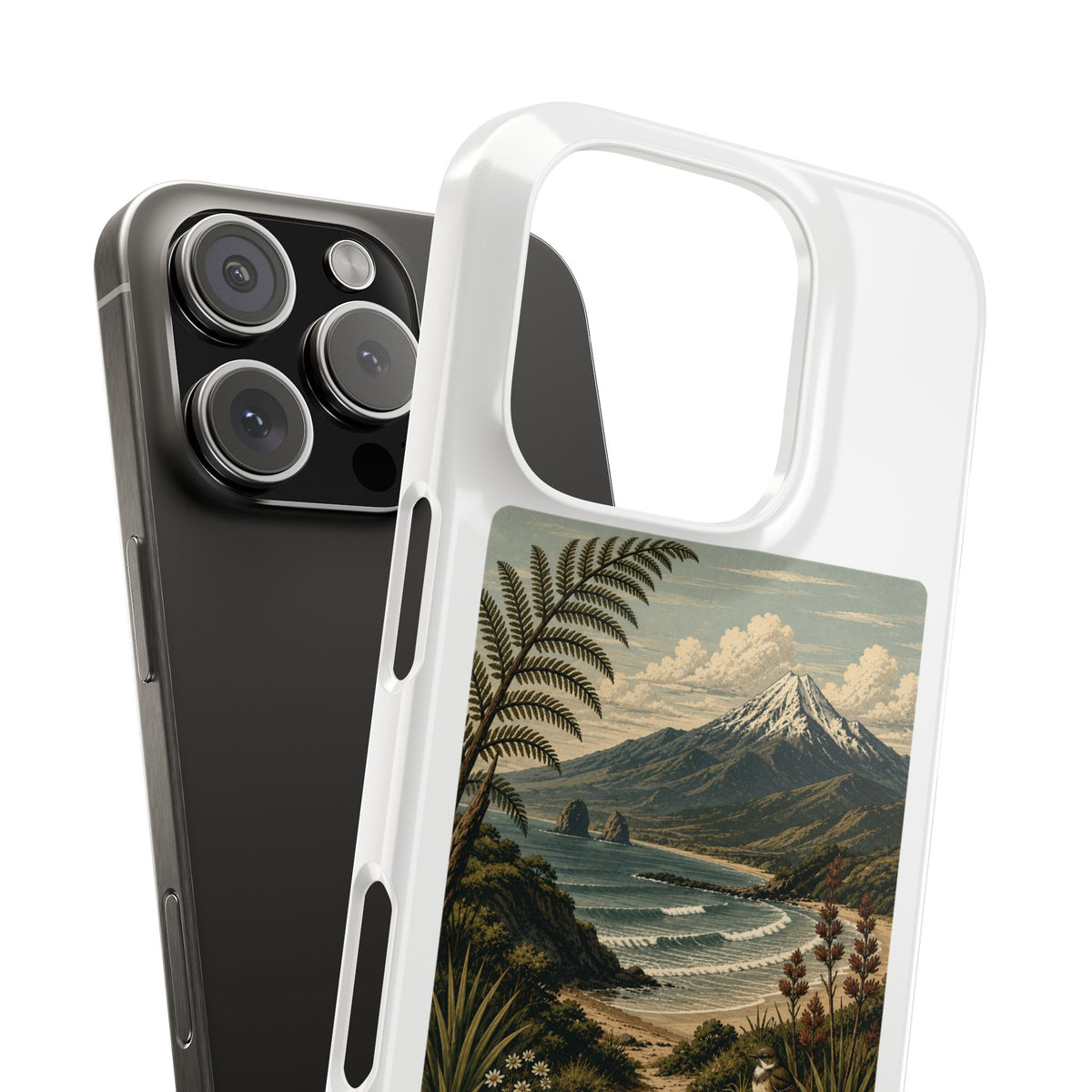 Aotearoa Vintage Landscape Slim Phone Case — New Zealand Mt Taranaki Design