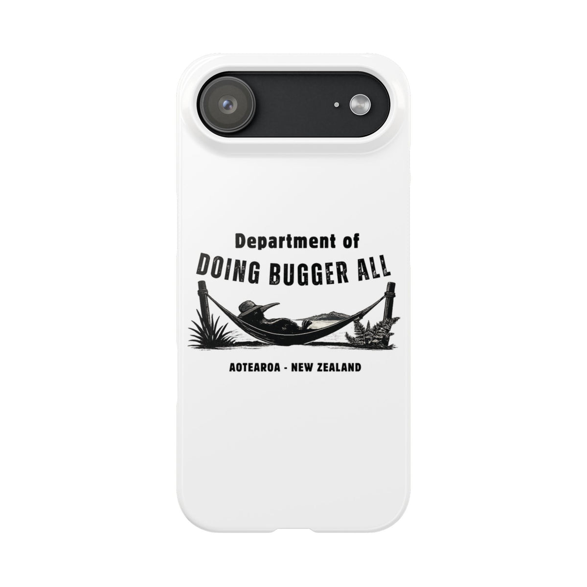 Slim Phone Case — "Department of Doing Bugger All" New Zealand Relaxation Design