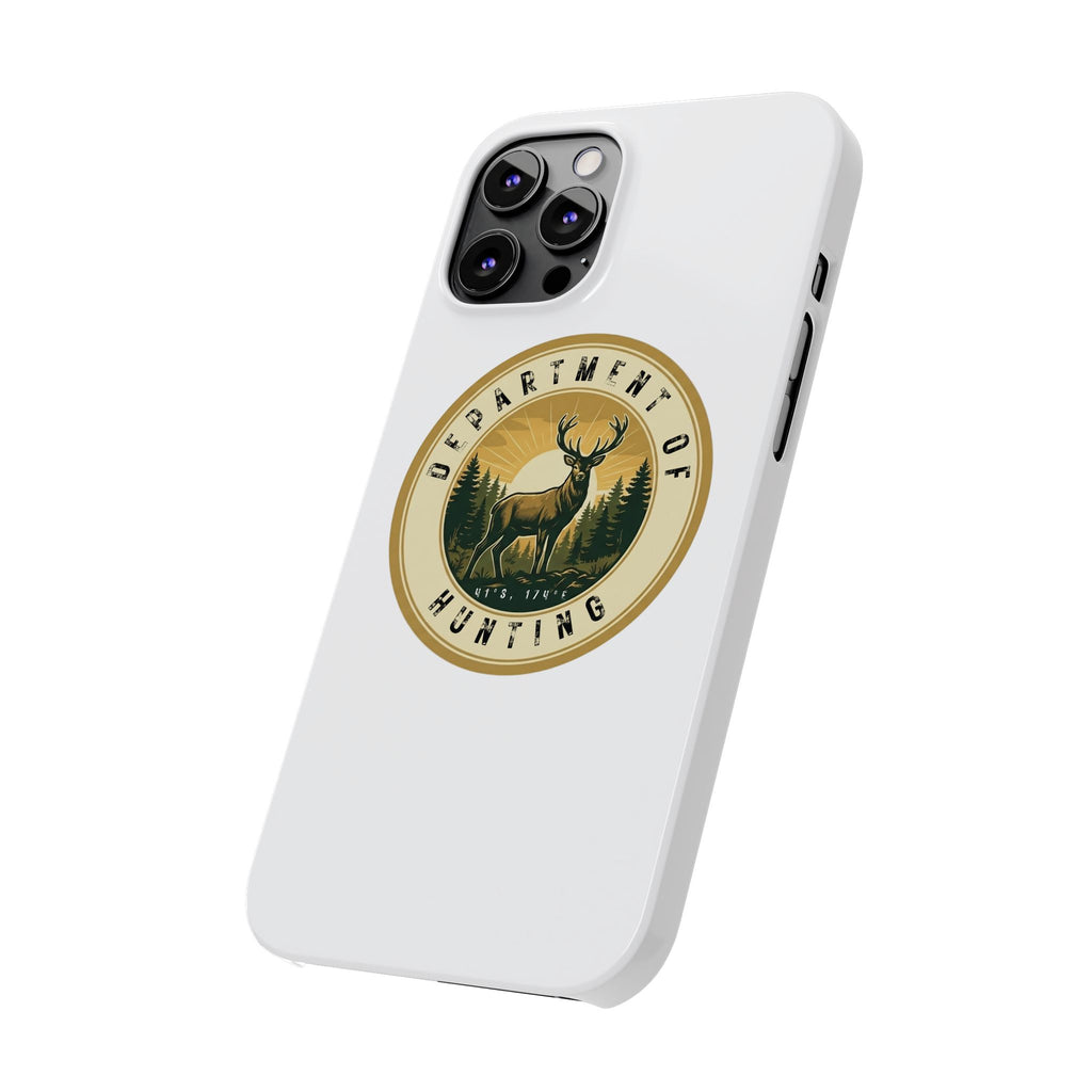 'Department of Hunting' Vintage Deer Logo - Slim Phone Case