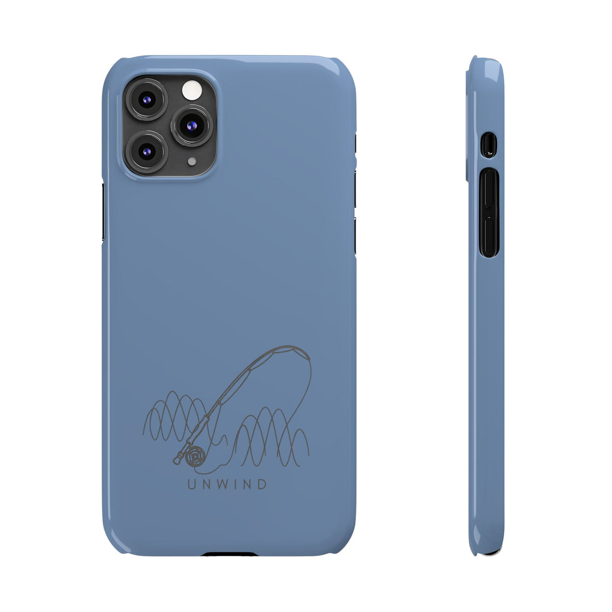 Unwind Fishing Slim Phone Case — Minimal Rod & "UNWIND" Design