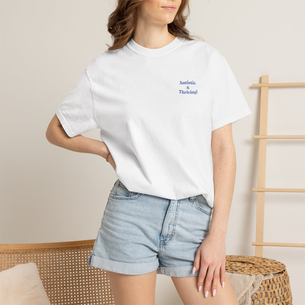 Autistic and Thriving! - Small Chest Logo Tee