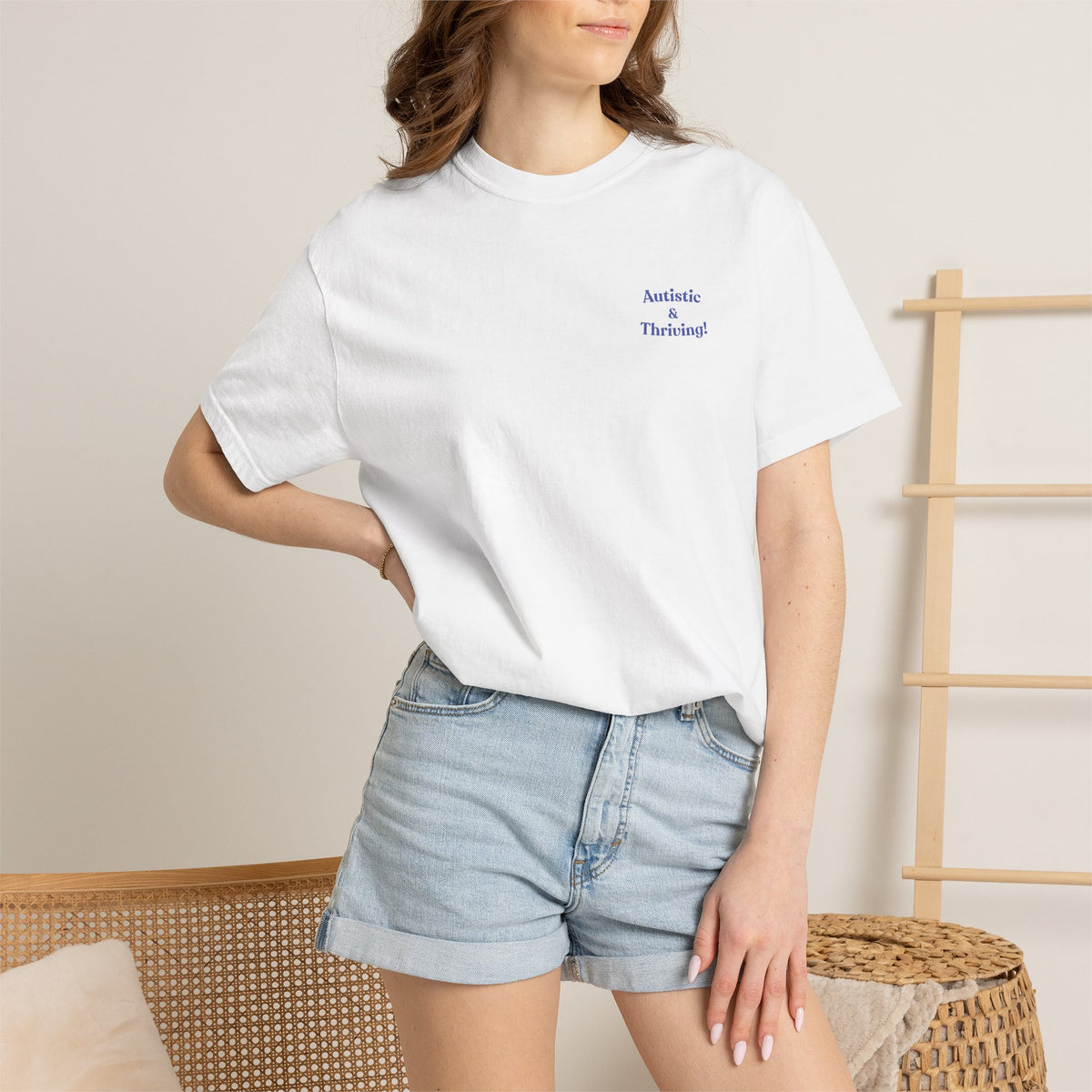 Autistic and Thriving! - Small Chest Logo Tee