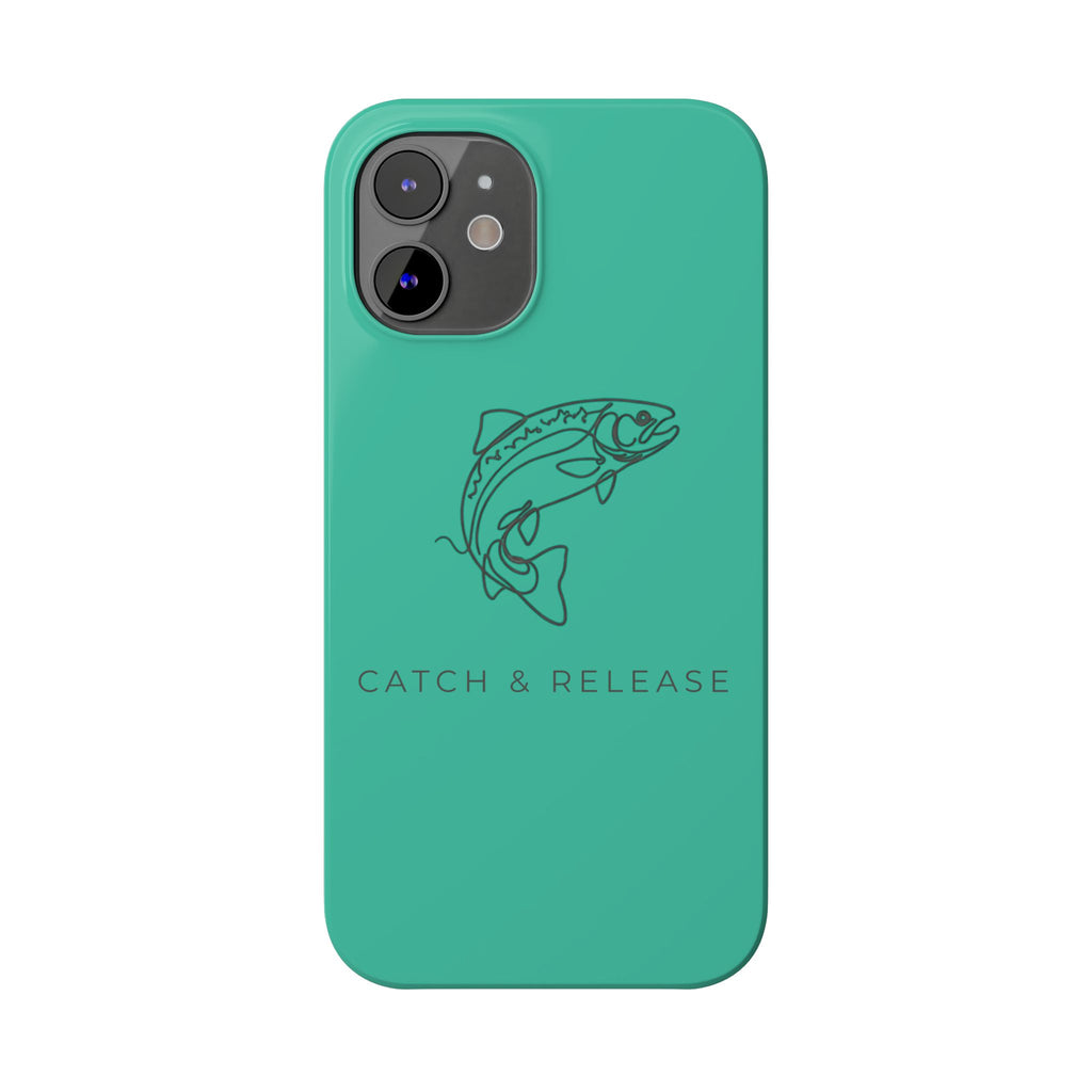 Catch & Release Slim Phone Case — Minimalist Fishing Trout Design