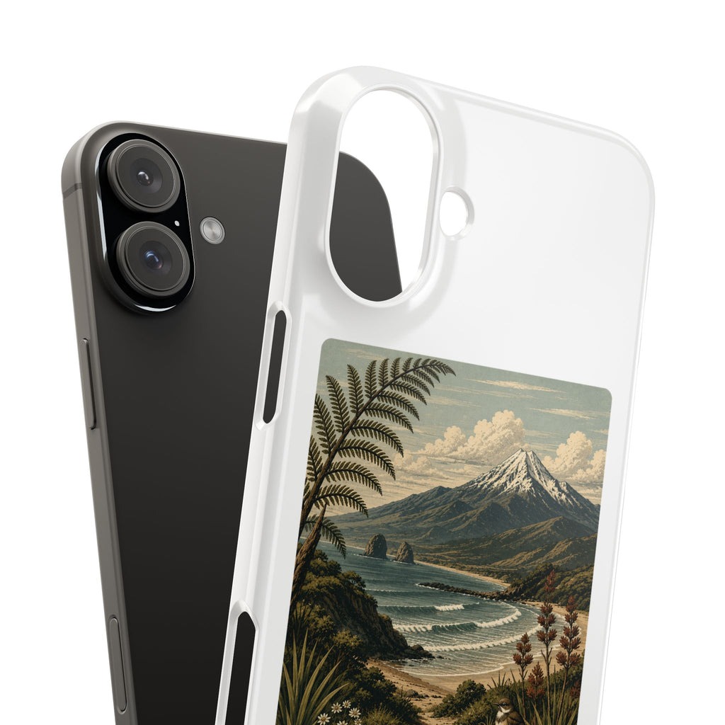 Aotearoa Vintage Landscape Slim Phone Case — New Zealand Mt Taranaki Design