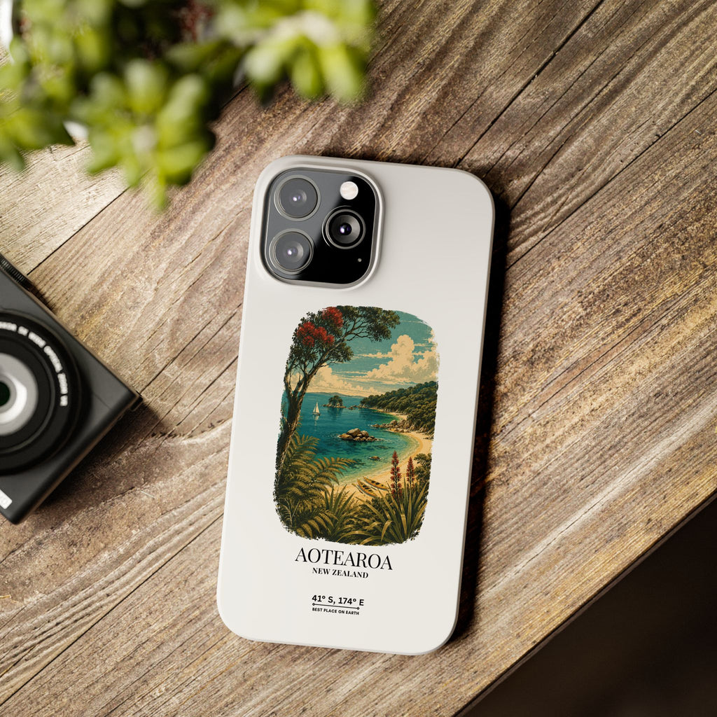 Aotearoa Vintage Landscape Slim Phone Case — New Zealand Able Tasman Design