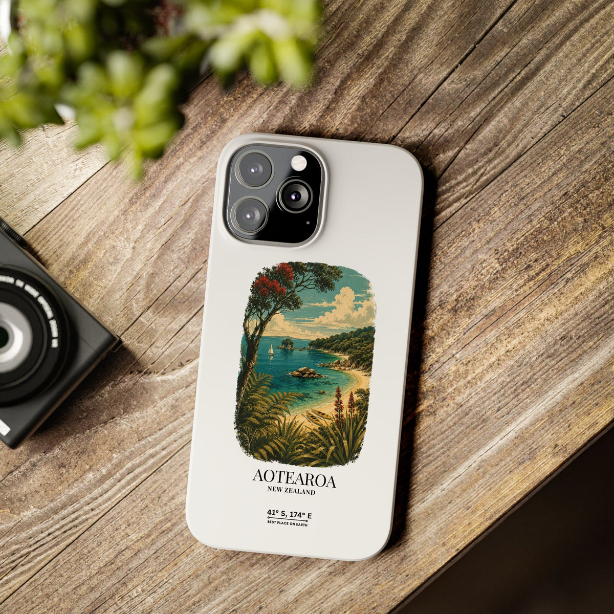 Aotearoa Vintage Landscape Slim Phone Case — New Zealand Able Tasman Design