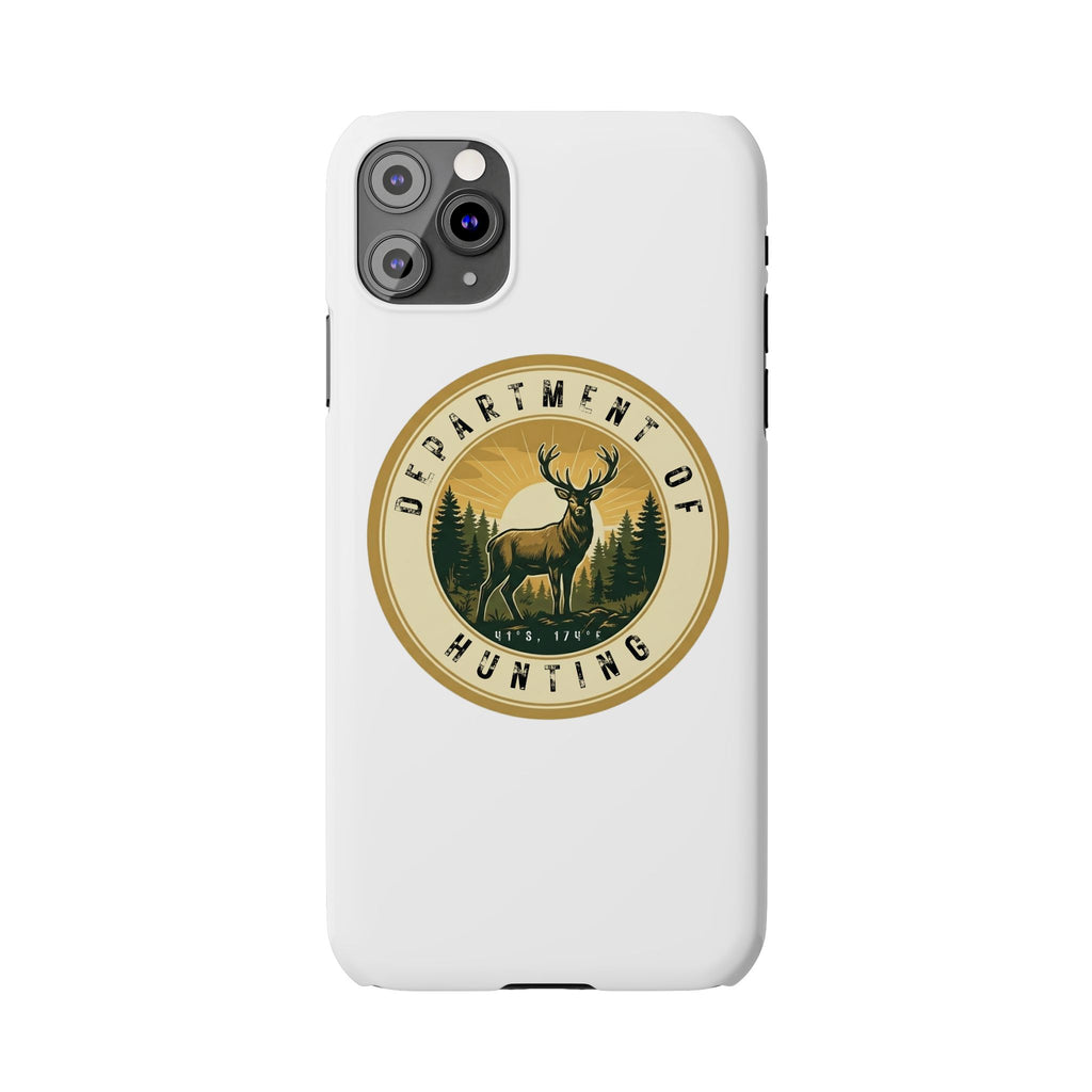 'Department of Hunting' Vintage Deer Logo - Slim Phone Case