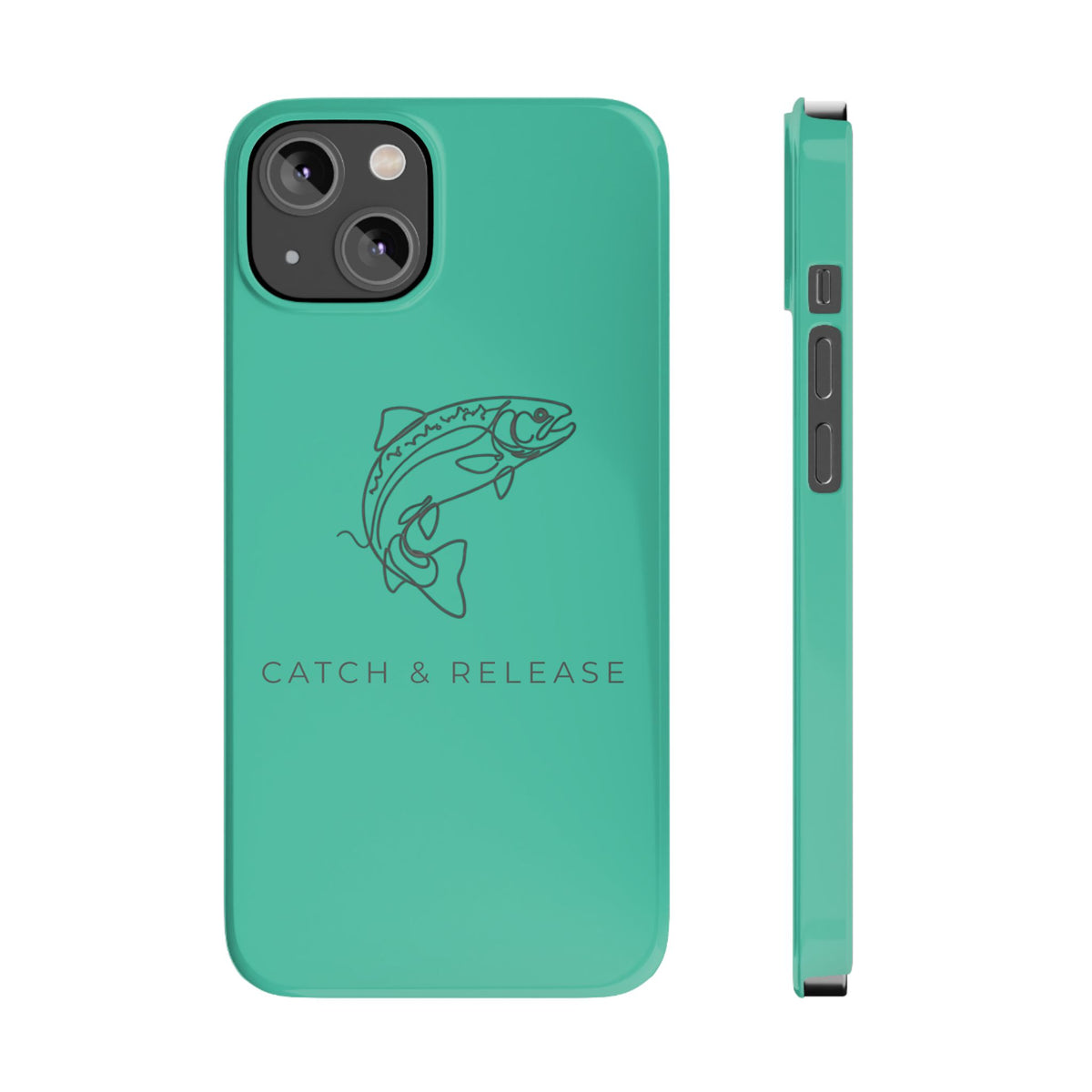 Catch & Release Slim Phone Case — Minimalist Fishing Trout Design