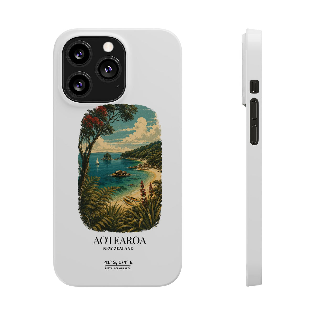 Aotearoa Vintage Landscape Slim Phone Case — New Zealand Able Tasman Design