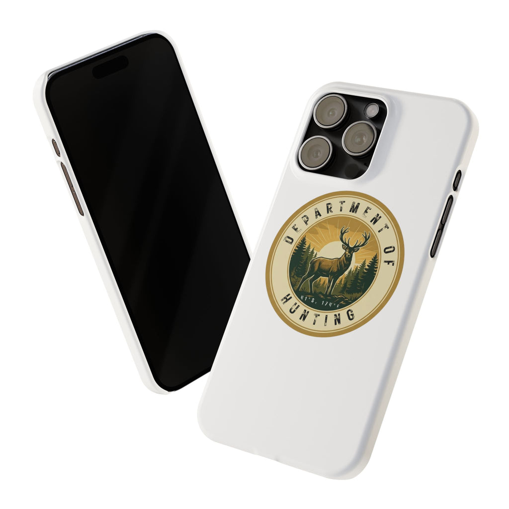 'Department of Hunting' Vintage Deer Logo - Slim Phone Case