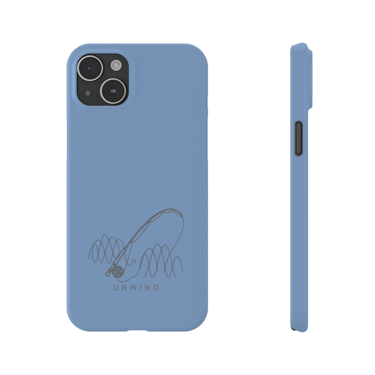Unwind Fishing Slim Phone Case — Minimal Rod & "UNWIND" Design