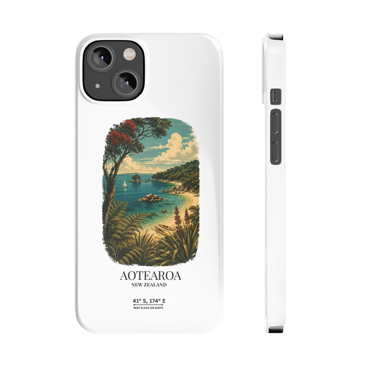 Aotearoa Vintage Landscape Slim Phone Case — New Zealand Able Tasman Design
