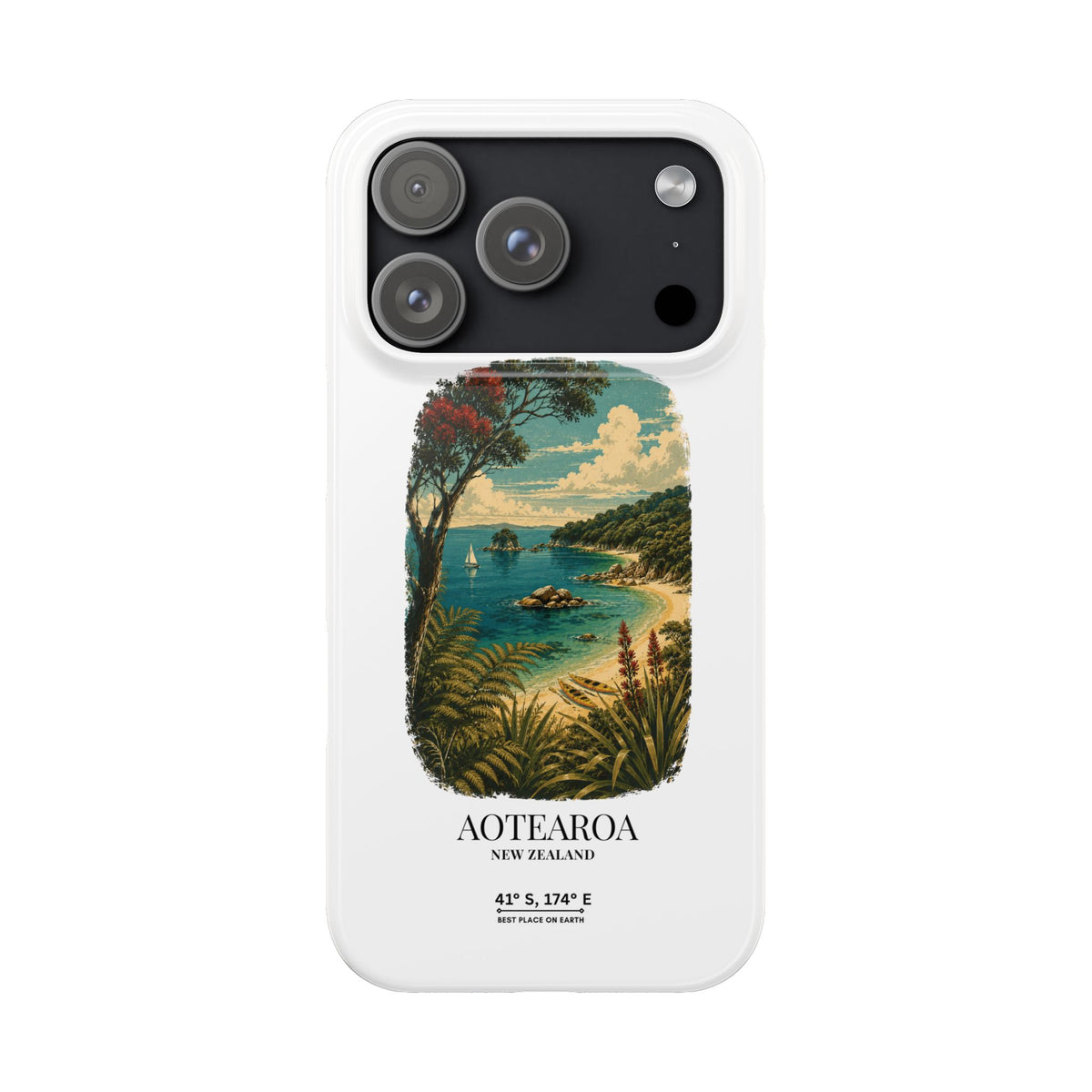 Aotearoa Vintage Landscape Slim Phone Case — New Zealand Able Tasman Design