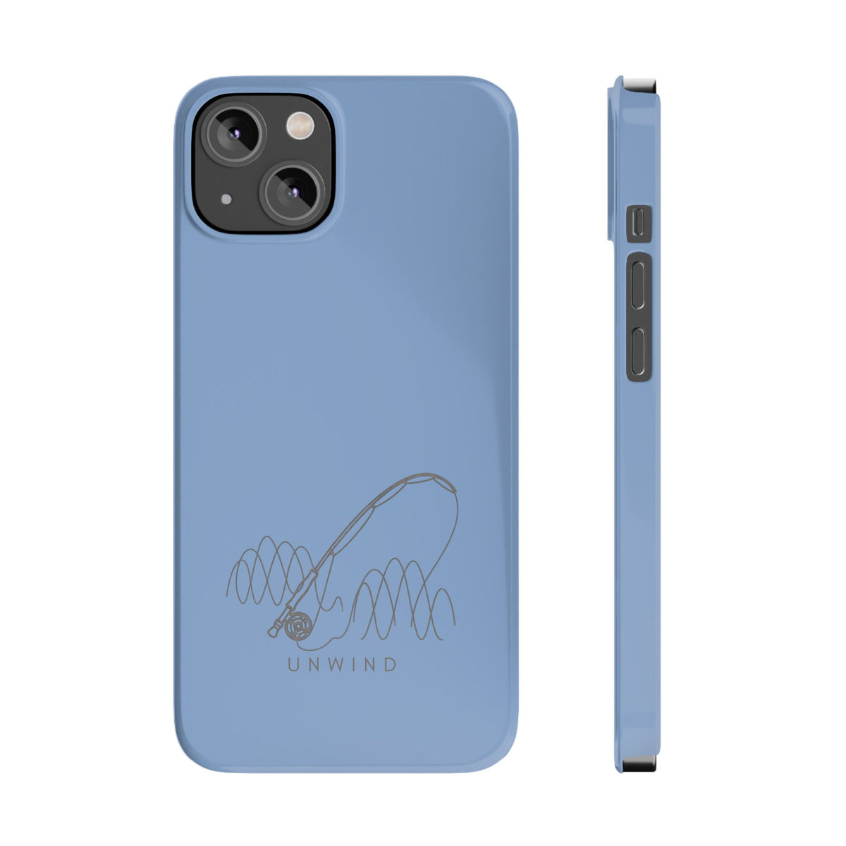Unwind Fishing Slim Phone Case — Minimal Rod & "UNWIND" Design