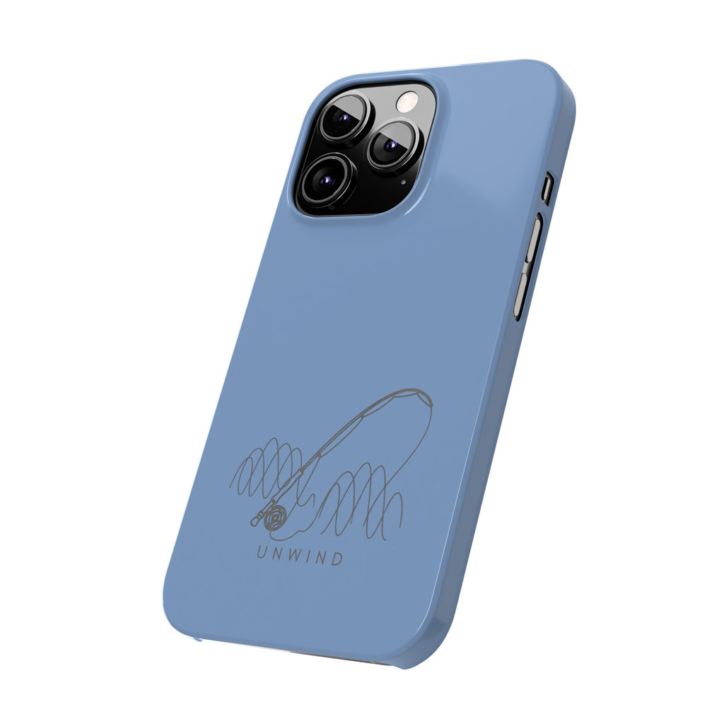 Unwind Fishing Slim Phone Case — Minimal Rod & "UNWIND" Design