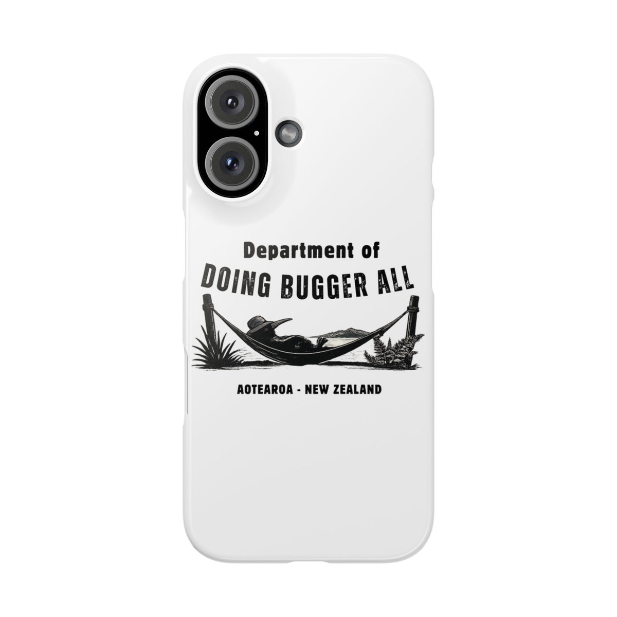 Slim Phone Case — "Department of Doing Bugger All" New Zealand Relaxation Design