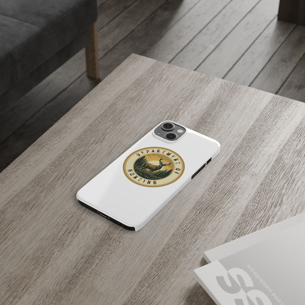 'Department of Hunting' Vintage Deer Logo - Slim Phone Case