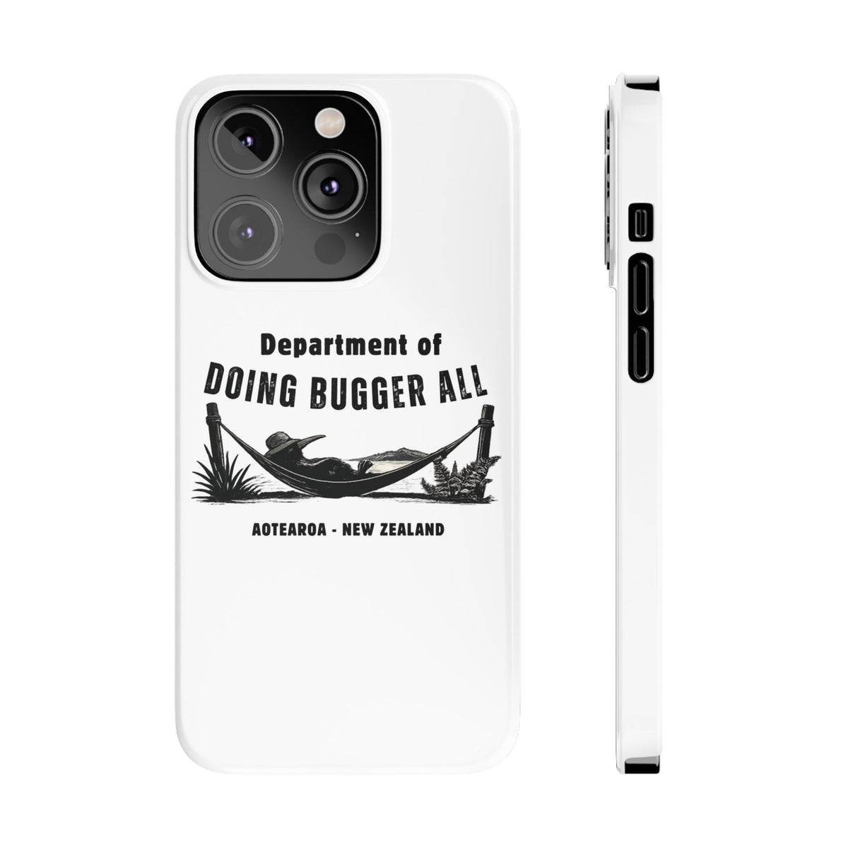 Slim Phone Case — "Department of Doing Bugger All" New Zealand Relaxation Design