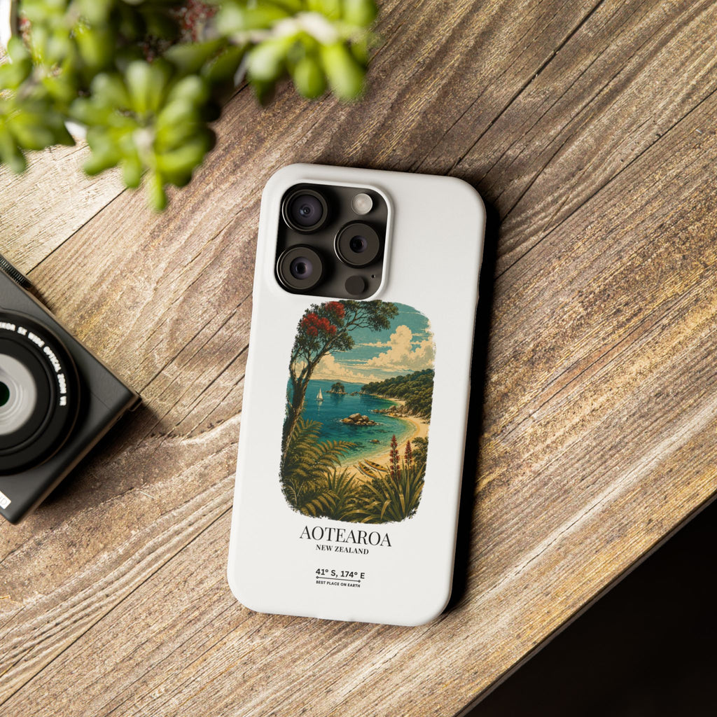 Aotearoa Vintage Landscape Slim Phone Case — New Zealand Able Tasman Design