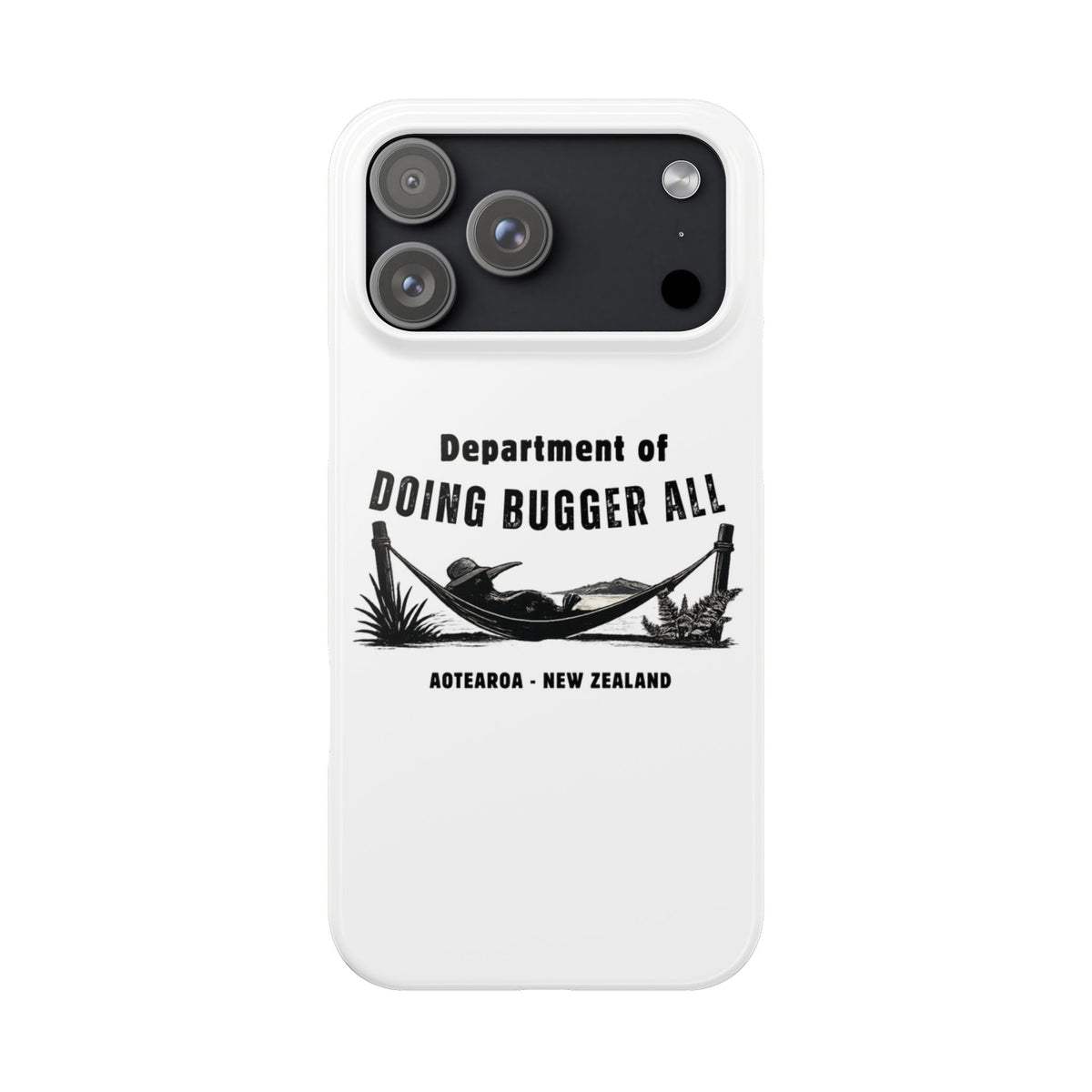 Slim Phone Case — "Department of Doing Bugger All" New Zealand Relaxation Design