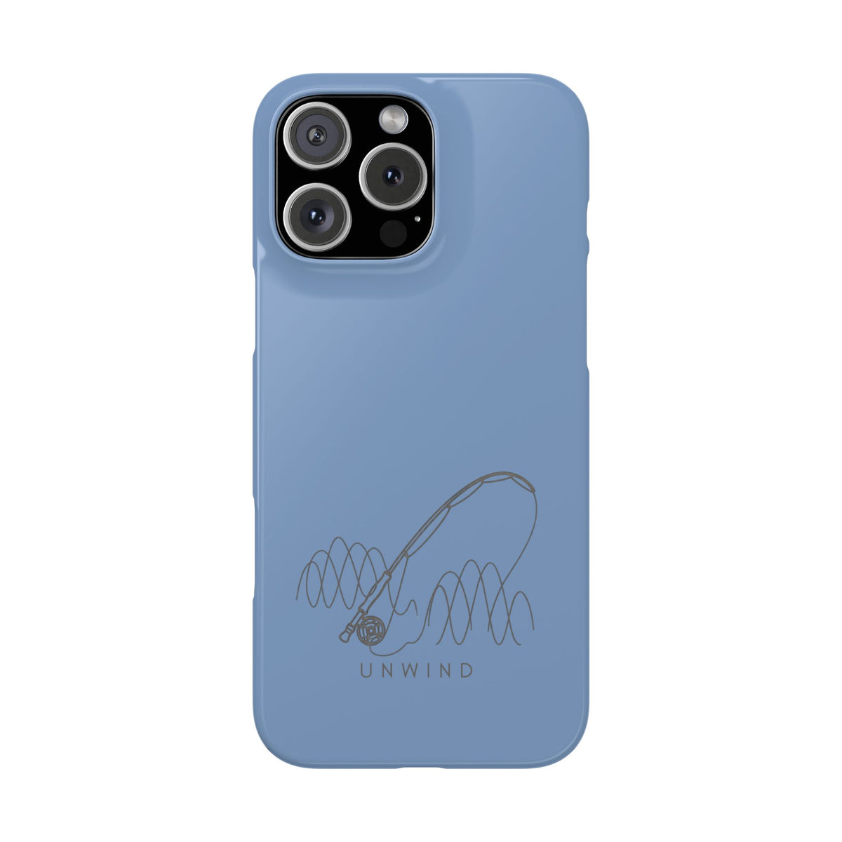 Unwind Fishing Slim Phone Case — Minimal Rod & "UNWIND" Design