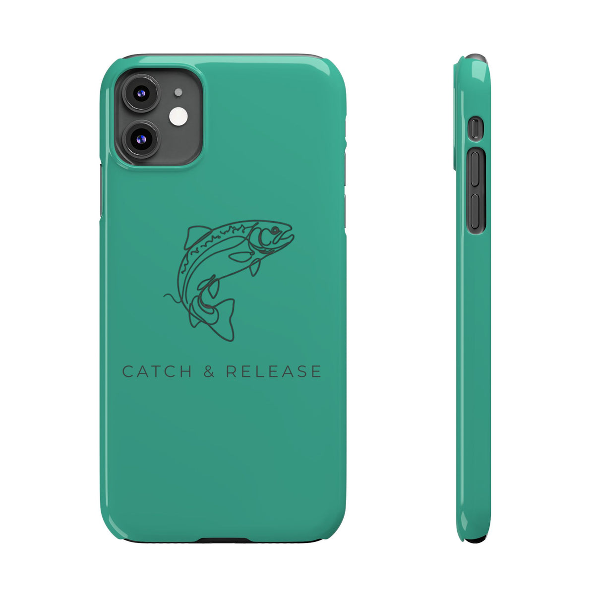 Catch & Release Slim Phone Case — Minimalist Fishing Trout Design