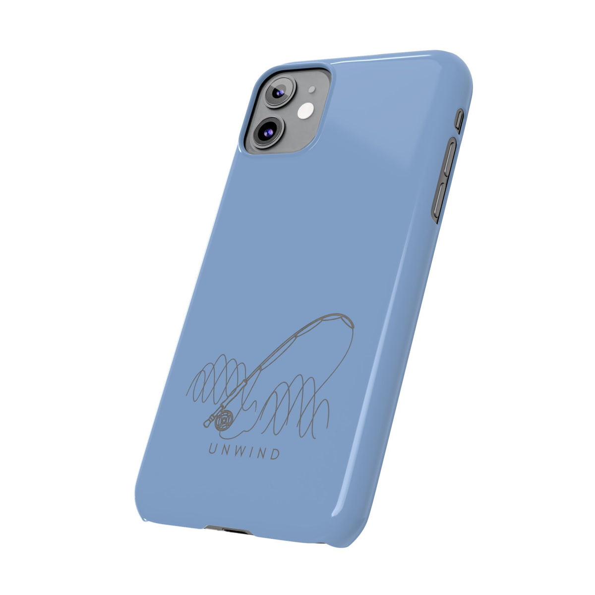 Unwind Fishing Slim Phone Case — Minimal Rod & "UNWIND" Design