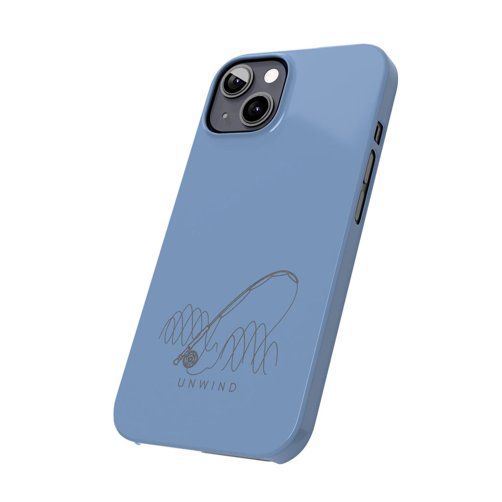 Unwind Fishing Slim Phone Case — Minimal Rod & "UNWIND" Design